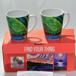 Rachael Ray Redbubble Ceramic Mug Set 2 Pcs Mauka Makai Design Hawaii Art By Ui